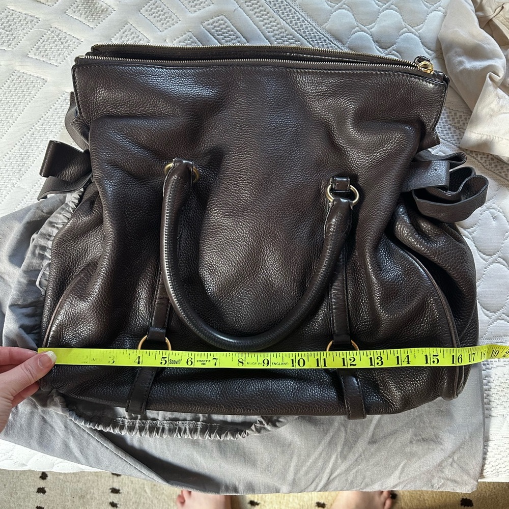 Miu Miu Brown Leather Bag with Gold Accents - Picture 12 of 16
